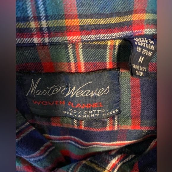 MASTER WEAVERS Vintage Shirt Flannel Button Up Long Sleeve Size Medium - Picture 9 of 10